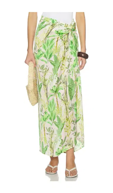 VERANDAH Hand Draped Tropical Maxi Skirt | Thumbnail 1 VERANDAH Hand Draped Tropical Maxi Skirt | Thumbnail 1