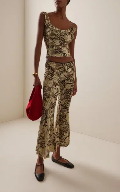 SIEDRÉS Arla Ruffled Velvet Devoré Top | Thumbnail 2 SIEDRÉS Arla Ruffled Velvet Devoré Top | Thumbnail 2