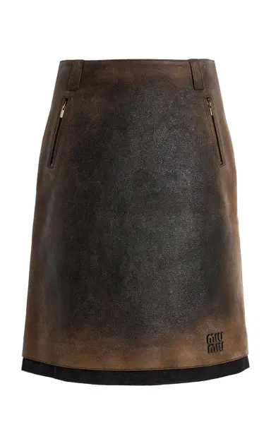 Miu Miu Waxed Suede Midi Skirt | Thumbnail 6 Miu Miu Waxed Suede Midi Skirt | Thumbnail 6