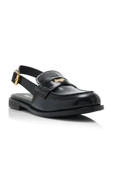 Miu Miu Leather Slingback Loafers | Thumbnail 4 Miu Miu Leather Slingback Loafers | Thumbnail 4