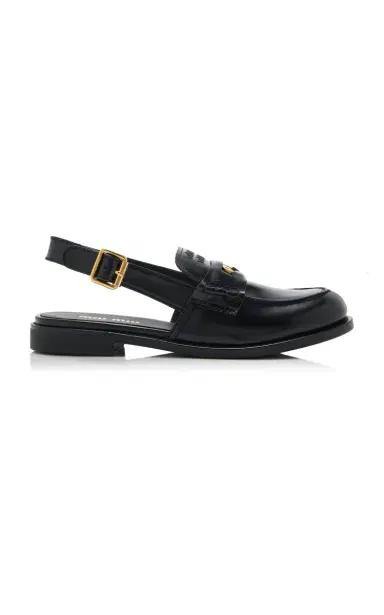 Miu Miu Leather Slingback Loafers | Thumbnail 1 Miu Miu Leather Slingback Loafers | Thumbnail 1