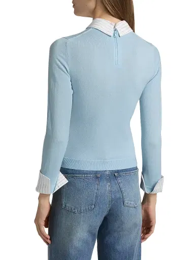 ALICE + OLIVIA Women's Porla Stretch Wool Collared Sweater - Carolina Blue | Thumbnail 5 ALICE + OLIVIA Women's Porla Stretch Wool Collared Sweater - Carolina Blue | Thumbnail 5