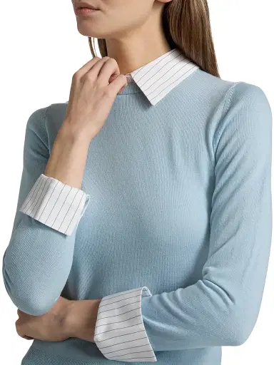 ALICE + OLIVIA Women's Porla Stretch Wool Collared Sweater - Carolina Blue | Thumbnail 7 ALICE + OLIVIA Women's Porla Stretch Wool Collared Sweater - Carolina Blue | Thumbnail 7
