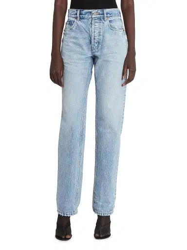 Saint Laurent Women's Straight Jeans in Denim - South Blue | Thumbnail 2 Saint Laurent Women's Straight Jeans in Denim - South Blue | Thumbnail 2