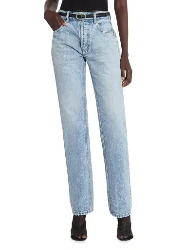 Saint Laurent Women's Straight Jeans in Denim - South Blue | Thumbnail 5 Saint Laurent Women's Straight Jeans in Denim - South Blue | Thumbnail 5