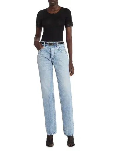 Saint Laurent Women's Straight Jeans in Denim - South Blue | Thumbnail 6 Saint Laurent Women's Straight Jeans in Denim - South Blue | Thumbnail 6