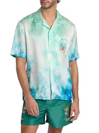 Casablanca Men's Surf Lotus Silk Shirt - Silk Satin | Thumbnail 3 Casablanca Men's Surf Lotus Silk Shirt - Silk Satin | Thumbnail 3