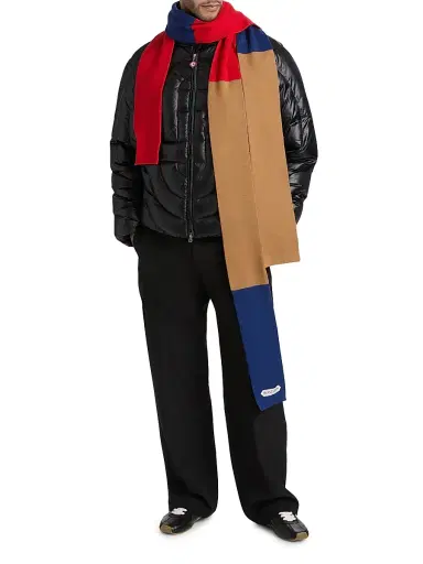 JW Anderson Men's Four-Ended Wool Scarf - Navy | Thumbnail 2 JW Anderson Men's Four-Ended Wool Scarf - Navy | Thumbnail 2
