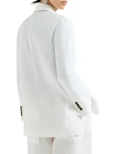 Brunello Cucinelli Women's Cotton Blazer with Monili - White | Thumbnail 3 Brunello Cucinelli Women's Cotton Blazer with Monili - White | Thumbnail 3