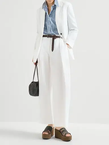 Brunello Cucinelli Women's Cotton Blazer with Monili - White | Thumbnail 6 Brunello Cucinelli Women's Cotton Blazer with Monili - White | Thumbnail 6