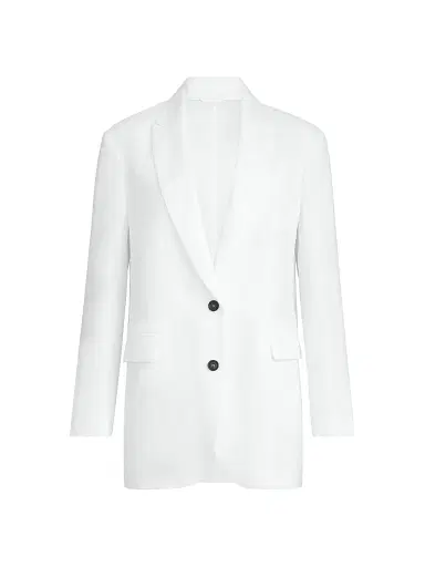 Brunello Cucinelli Women's Cotton Blazer with Monili - White | Thumbnail 1 Brunello Cucinelli Women's Cotton Blazer with Monili - White | Thumbnail 1