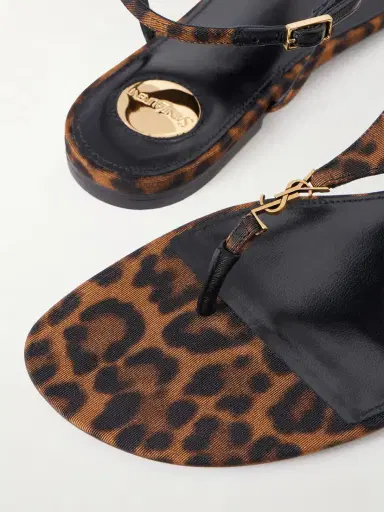 Saint Laurent Cassandra Logo-embellished Leopard-print Canvas Sandals | Thumbnail 5 Saint Laurent Cassandra Logo-embellished Leopard-print Canvas Sandals | Thumbnail 5