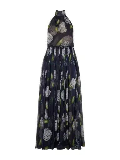Oscar de la Renta Floral-print Gathered Silk-chiffon Halterneck Gown | Thumbnail 1 Oscar de la Renta Floral-print Gathered Silk-chiffon Halterneck Gown | Thumbnail 1