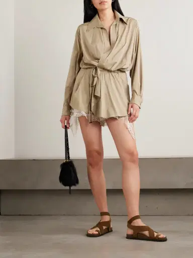 Isabel Marant Keren Belted Gathered Modal-blend Wrap Blouse | Thumbnail 2 Isabel Marant Keren Belted Gathered Modal-blend Wrap Blouse | Thumbnail 2