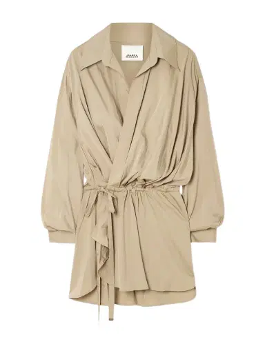 Isabel Marant Keren Belted Gathered Modal-blend Wrap Blouse | Thumbnail 1 Isabel Marant Keren Belted Gathered Modal-blend Wrap Blouse | Thumbnail 1