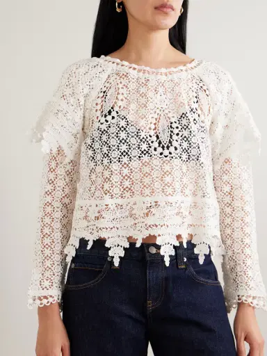 Isabel Marant Hyliana Layered Scalloped Cotton Lace Blouse | Thumbnail 3 Isabel Marant Hyliana Layered Scalloped Cotton Lace Blouse | Thumbnail 3