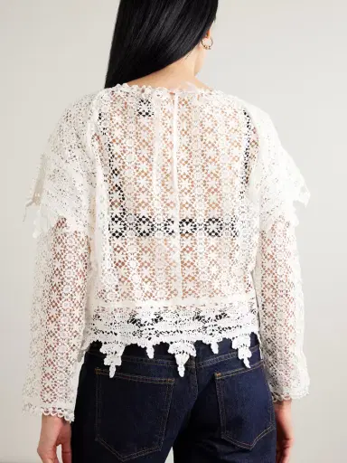Isabel Marant Hyliana Layered Scalloped Cotton Lace Blouse | Thumbnail 4 Isabel Marant Hyliana Layered Scalloped Cotton Lace Blouse | Thumbnail 4