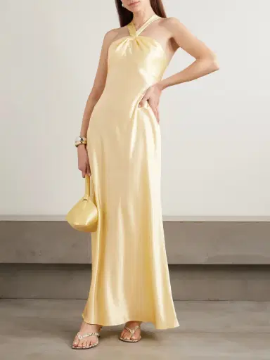 Rixo Losanna Satin Halterneck Maxi Dress | Thumbnail 2 Rixo Losanna Satin Halterneck Maxi Dress | Thumbnail 2