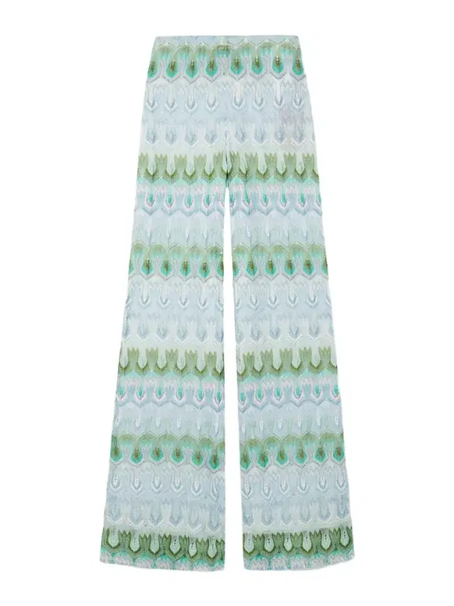 Striped Metallic Crochet-knit Straight-leg Pants Striped Metallic Crochet-knit Straight-leg Pants