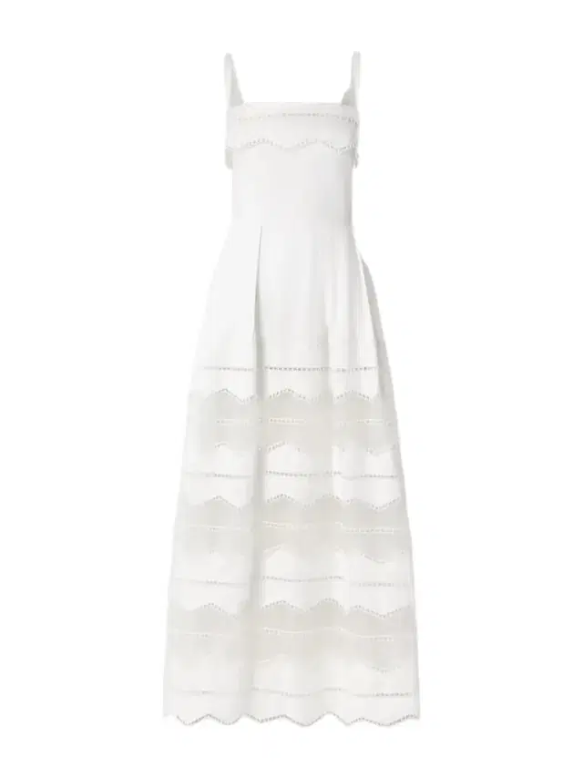 Organza-trimmed Embroidered Cotton-blend Poplin Midi Dress Organza-trimmed Embroidered Cotton-blend Poplin Midi Dress