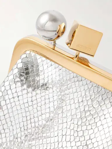 Jacquemus Le Berlingot Embellished Metallic Snake-effect Leather Clutch | Thumbnail 4 Jacquemus Le Berlingot Embellished Metallic Snake-effect Leather Clutch | Thumbnail 4