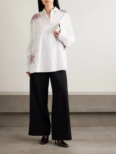 Dries Van Noten Oversized Embellished Cotton Oxford Shirt | Thumbnail 2 Dries Van Noten Oversized Embellished Cotton Oxford Shirt | Thumbnail 2