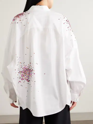 Dries Van Noten Oversized Embellished Cotton Oxford Shirt | Thumbnail 3 Dries Van Noten Oversized Embellished Cotton Oxford Shirt | Thumbnail 3