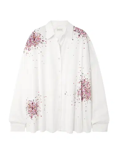 Dries Van Noten Oversized Embellished Cotton Oxford Shirt | Thumbnail 1 Dries Van Noten Oversized Embellished Cotton Oxford Shirt | Thumbnail 1