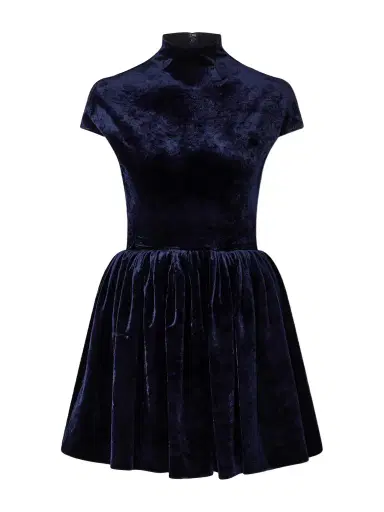 Alaïa Pleated Velvet Turtleneck Mini Dress | Thumbnail 1 Alaïa Pleated Velvet Turtleneck Mini Dress | Thumbnail 1