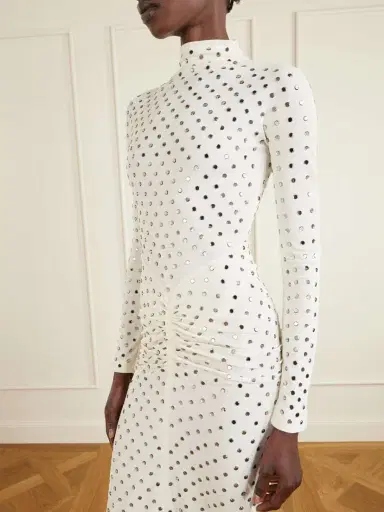 Alaïa Gathered Crystal-embellished Jersey Midi Dress | Thumbnail 4 Alaïa Gathered Crystal-embellished Jersey Midi Dress | Thumbnail 4