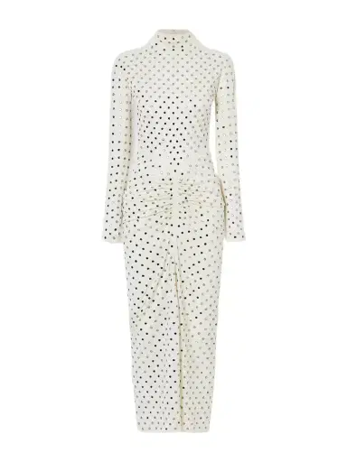 Alaïa Gathered Crystal-embellished Jersey Midi Dress | Thumbnail 1 Alaïa Gathered Crystal-embellished Jersey Midi Dress | Thumbnail 1