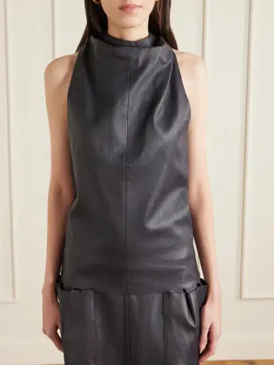 STOULS Aurea Draped Leather Halterneck Top | Thumbnail 3 STOULS Aurea Draped Leather Halterneck Top | Thumbnail 3