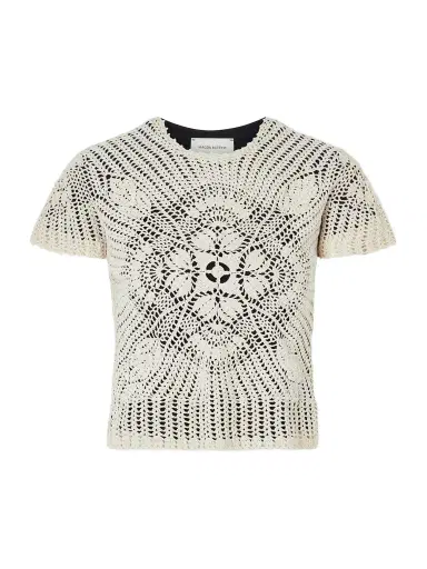 Magda Butrym Layered Jersey And Crocheted Cotton Top | Thumbnail 1 Magda Butrym Layered Jersey And Crocheted Cotton Top | Thumbnail 1