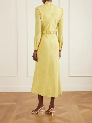 Alessandra Rich Ruffled Bow-detailed Floral-print Silk Crepe De Chine Midi Dress | Thumbnail 3 Alessandra Rich Ruffled Bow-detailed Floral-print Silk Crepe De Chine Midi Dress | Thumbnail 3