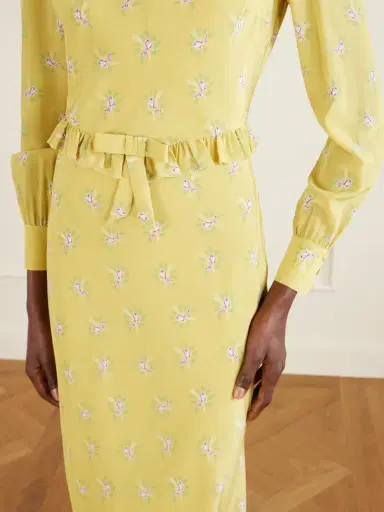 Alessandra Rich Ruffled Bow-detailed Floral-print Silk Crepe De Chine Midi Dress | Thumbnail 4 Alessandra Rich Ruffled Bow-detailed Floral-print Silk Crepe De Chine Midi Dress | Thumbnail 4