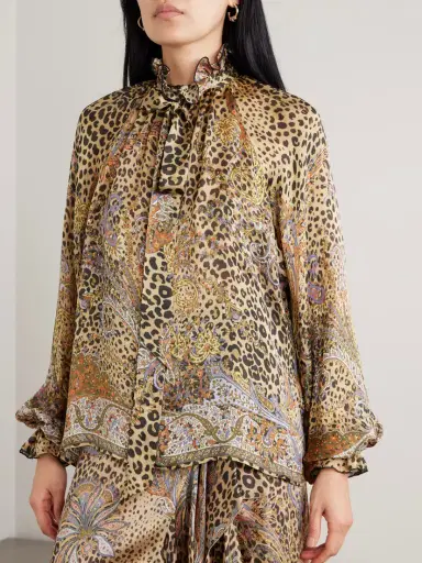Etro Pussy-bow Gathered Printed Silk-chiffon Blouse | Thumbnail 3 Etro Pussy-bow Gathered Printed Silk-chiffon Blouse | Thumbnail 3