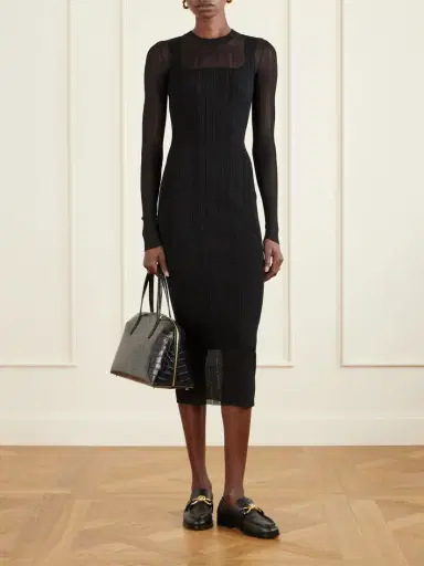 Sportmax Layered Plissé-tulle And Ribbed-knit Midi Dress | Thumbnail 2 Sportmax Layered Plissé-tulle And Ribbed-knit Midi Dress | Thumbnail 2
