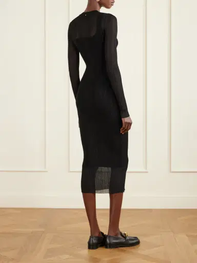 Sportmax Layered Plissé-tulle And Ribbed-knit Midi Dress | Thumbnail 3 Sportmax Layered Plissé-tulle And Ribbed-knit Midi Dress | Thumbnail 3