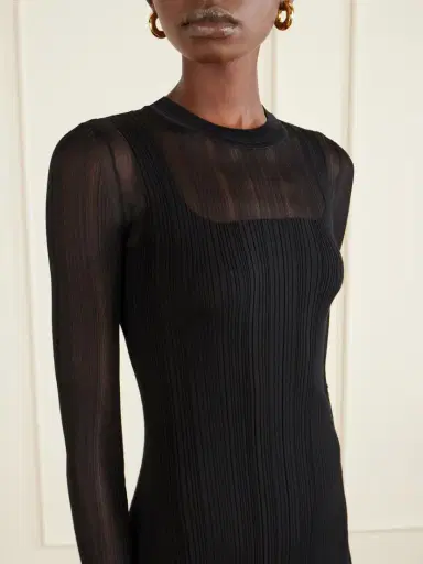 Sportmax Layered Plissé-tulle And Ribbed-knit Midi Dress | Thumbnail 4 Sportmax Layered Plissé-tulle And Ribbed-knit Midi Dress | Thumbnail 4