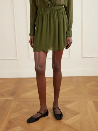 BODE Mab Scalloped Gathered Silk-crepon Mini Skirt | Thumbnail 3 BODE Mab Scalloped Gathered Silk-crepon Mini Skirt | Thumbnail 3
