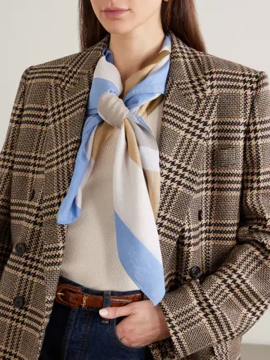 Saint Laurent Cassandre Striped Cotton And Silk-blend Scarf | Thumbnail 2 Saint Laurent Cassandre Striped Cotton And Silk-blend Scarf | Thumbnail 2