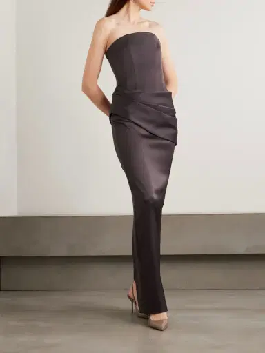 Alex Perry Strapless Draped Satin-crepe Gown | Thumbnail 2 Alex Perry Strapless Draped Satin-crepe Gown | Thumbnail 2