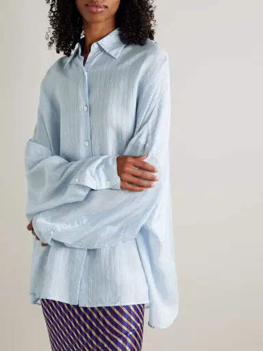 Dries Van Noten Oversized Striped Satin-crepe Shirt | Thumbnail 3 Dries Van Noten Oversized Striped Satin-crepe Shirt | Thumbnail 3