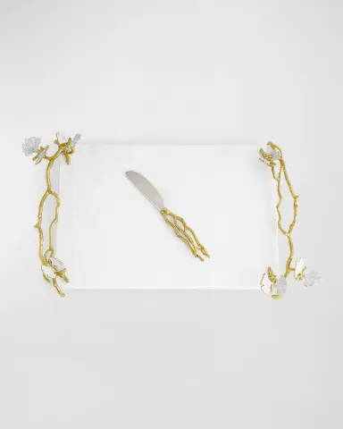 Michael Aram Butterfly Ginkgo White & Gold Cheeseboard With Spreader | Thumbnail 2 Michael Aram Butterfly Ginkgo White & Gold Cheeseboard With Spreader | Thumbnail 2