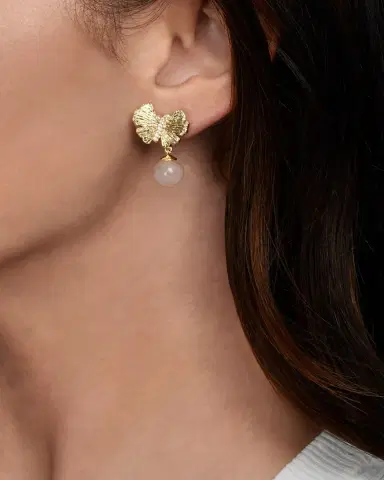 Anabel Aram Jewelry Butterfly with Rose Quartz Drop Earrings | Thumbnail 2 Anabel Aram Jewelry Butterfly with Rose Quartz Drop Earrings | Thumbnail 2