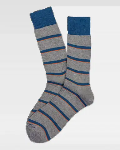 Marcoliani Men's Geometric Underlined Stripe Mousse of Modal Mid-Calf Socks | Thumbnail 2 Marcoliani Men's Geometric Underlined Stripe Mousse of Modal Mid-Calf Socks | Thumbnail 2