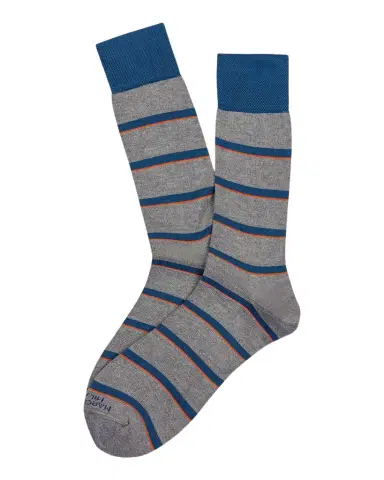 Marcoliani Men's Geometric Underlined Stripe Mousse of Modal Mid-Calf Socks | Thumbnail 1 Marcoliani Men's Geometric Underlined Stripe Mousse of Modal Mid-Calf Socks | Thumbnail 1