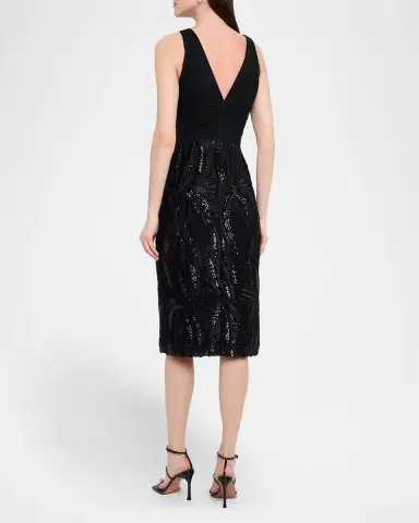 Aidan Mattox Sleeveless Sequin-Embroidered Midi Dress | Thumbnail 2 Aidan Mattox Sleeveless Sequin-Embroidered Midi Dress | Thumbnail 2