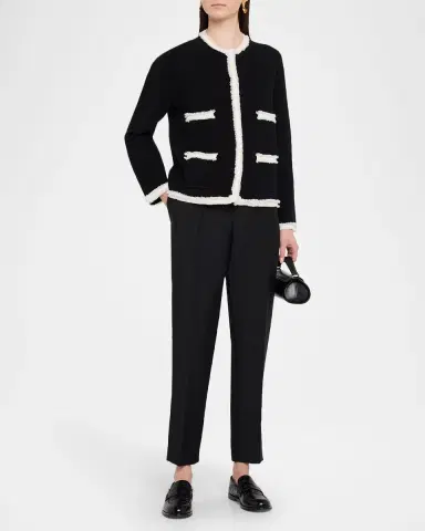 Emporio Armani Fringe-Trim Ottoman Ribbed Blazer | Thumbnail 2 Emporio Armani Fringe-Trim Ottoman Ribbed Blazer | Thumbnail 2