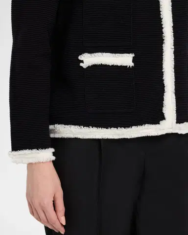 Emporio Armani Fringe-Trim Ottoman Ribbed Blazer | Thumbnail 5 Emporio Armani Fringe-Trim Ottoman Ribbed Blazer | Thumbnail 5